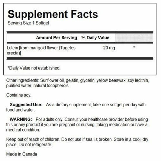 Swanson Lutein 20 mg 60 Sgels packaging image