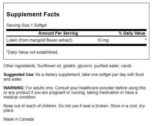 Swanson Lutein 60 sgels bottle label - product shot