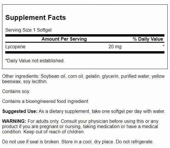 Swanson Lycopene softgels shown for heart health and daily antioxidant protection