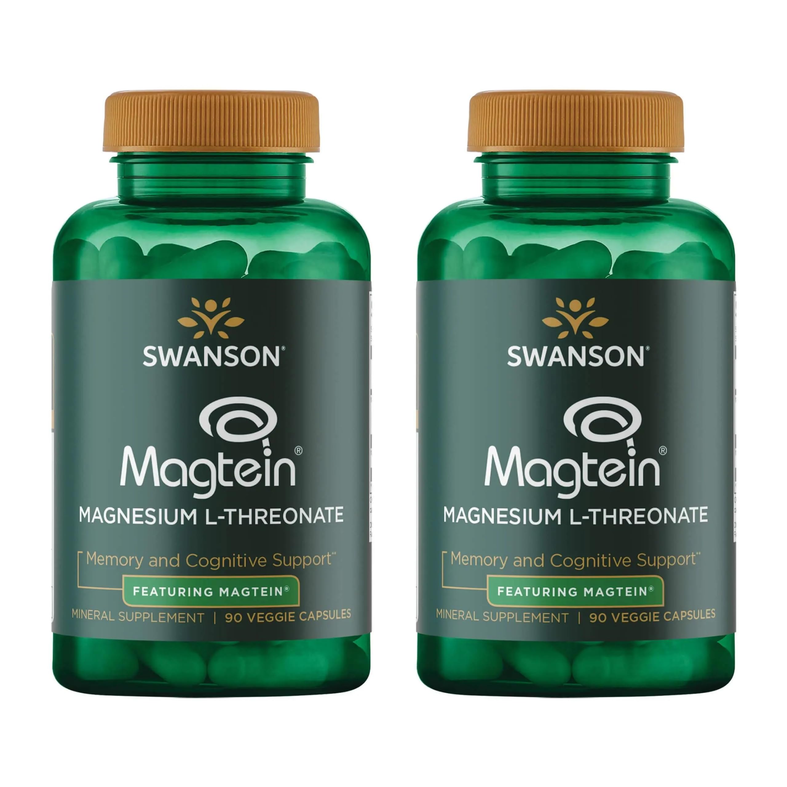 Swanson Magnesium L-Threonate 2-pack bottles (90 capsules each)
