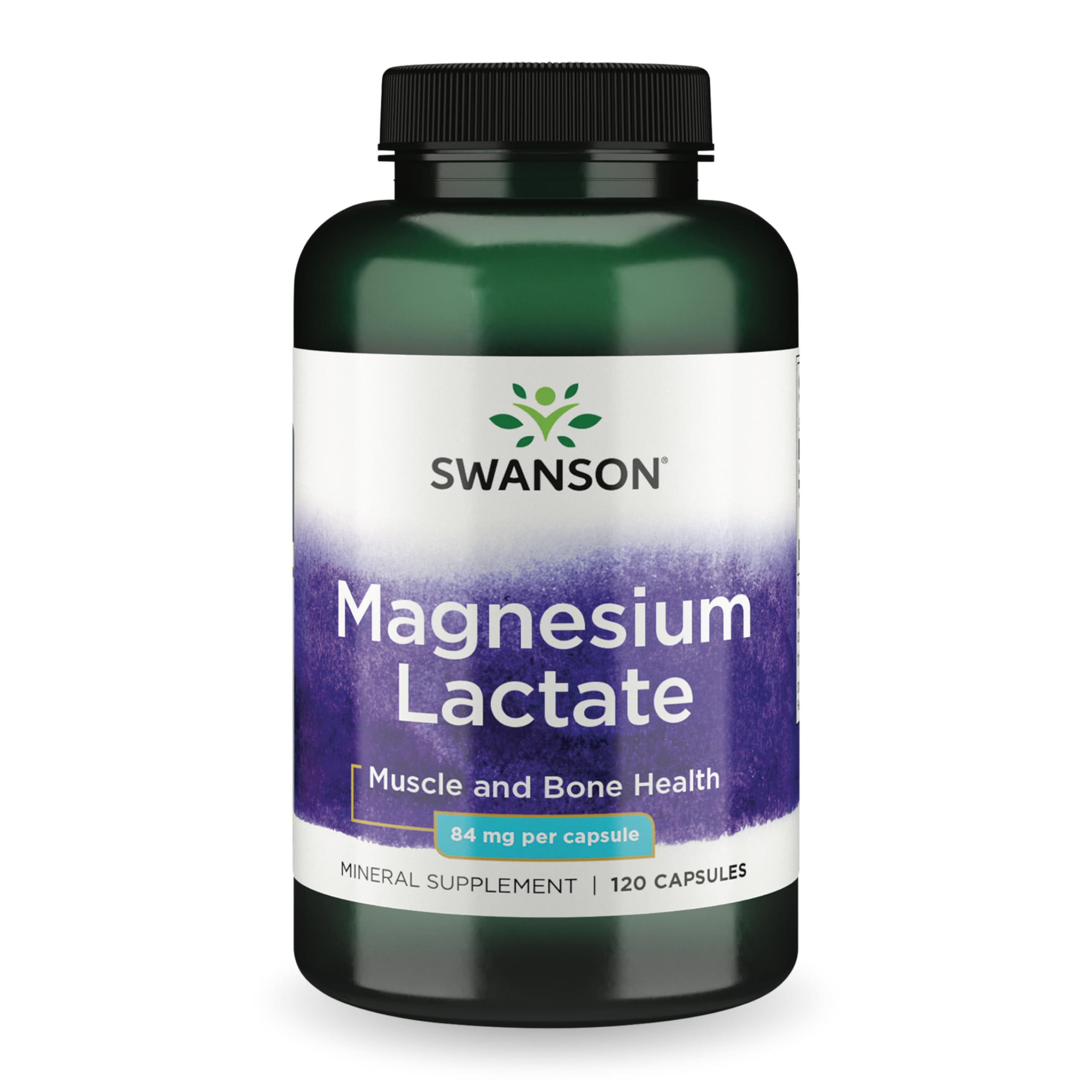 Swanson Magnesium Lactate bottle with 120 capsules
