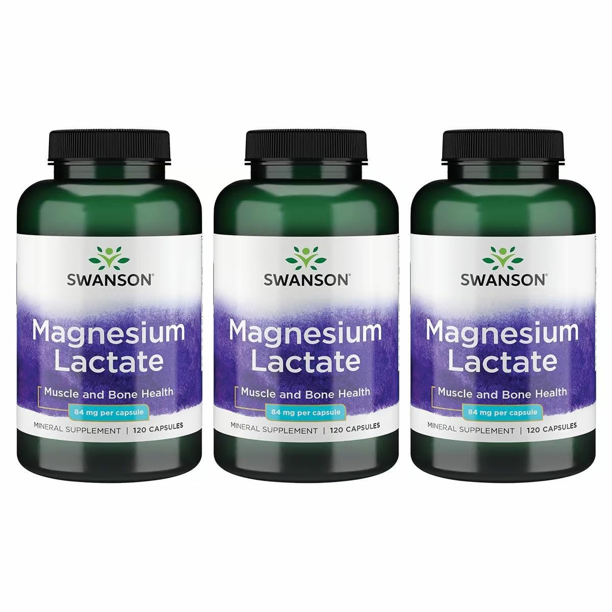 Swanson Magnesium Lactate 3-Pack front view