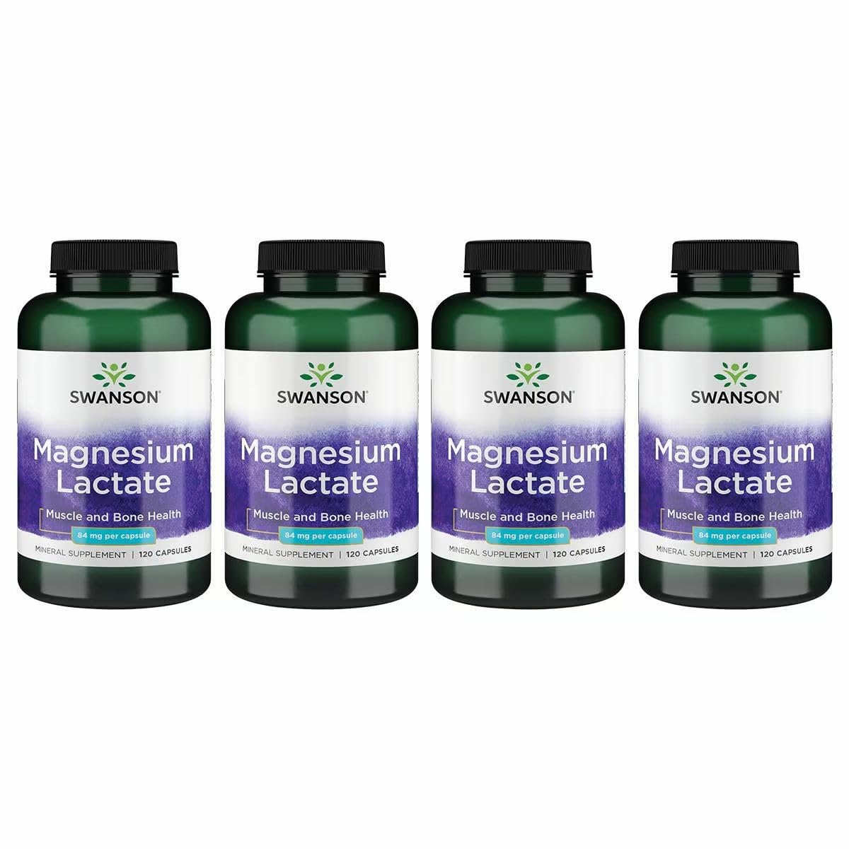 Swanson Magnesium Lactate four-pack packaging