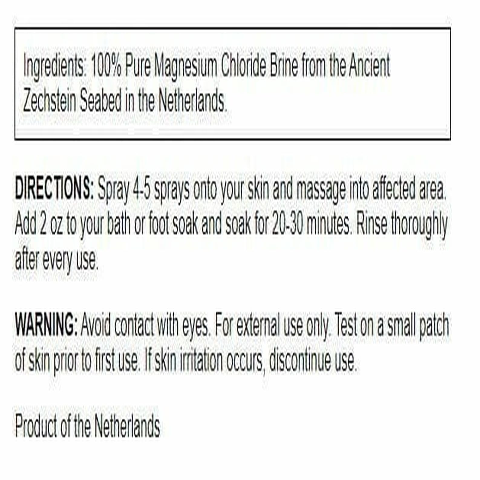 Close-up of Swanson Magnesium Oil Spray Zechstein label