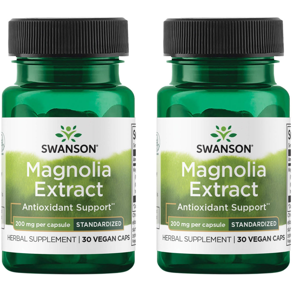 Swanson Magnolia Bark Herbal Supplement bottle and 2-pack packaging