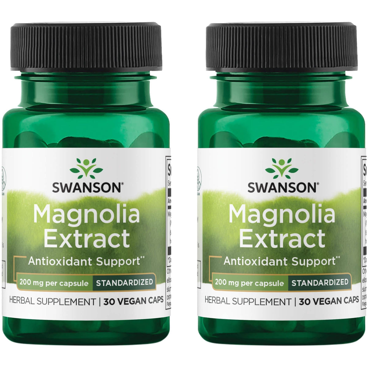 Swanson Magnolia Bark Herbal Supplement bottle and 2-pack packaging