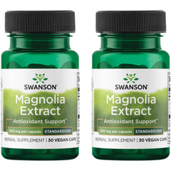 Swanson Magnolia Bark Herbal Supplement bottle and 2-pack packaging