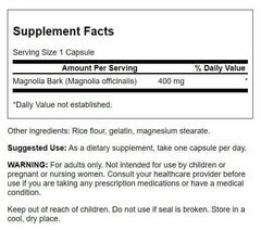 Close-up of Swanson Magnolia Bark 60 capsules bottle