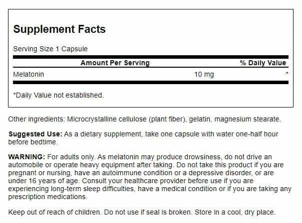 Close-up of 10mg Melatonin capsule