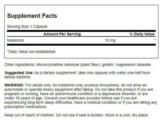 Close-up of 10mg Melatonin capsule