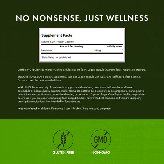 Swanson Melatonin 10mg Pack 2 – label close-up