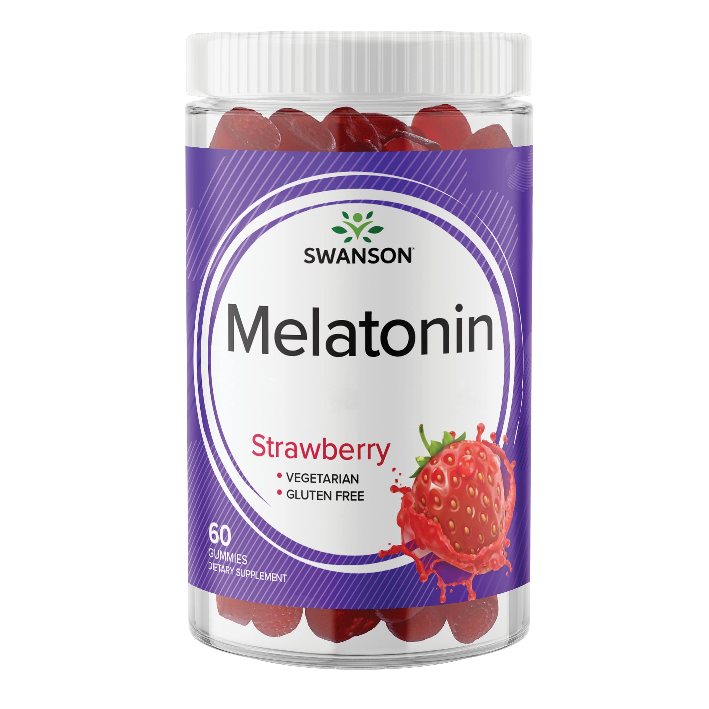 Swanson Melatonin Gummies Strawberry bottle front view