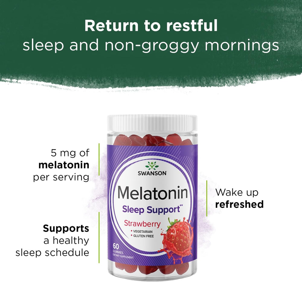 Swanson Melatonin Gummies Strawberry packaging 3-pack