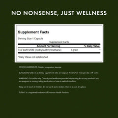 Close-up of Swanson MSM 1000mg capsules