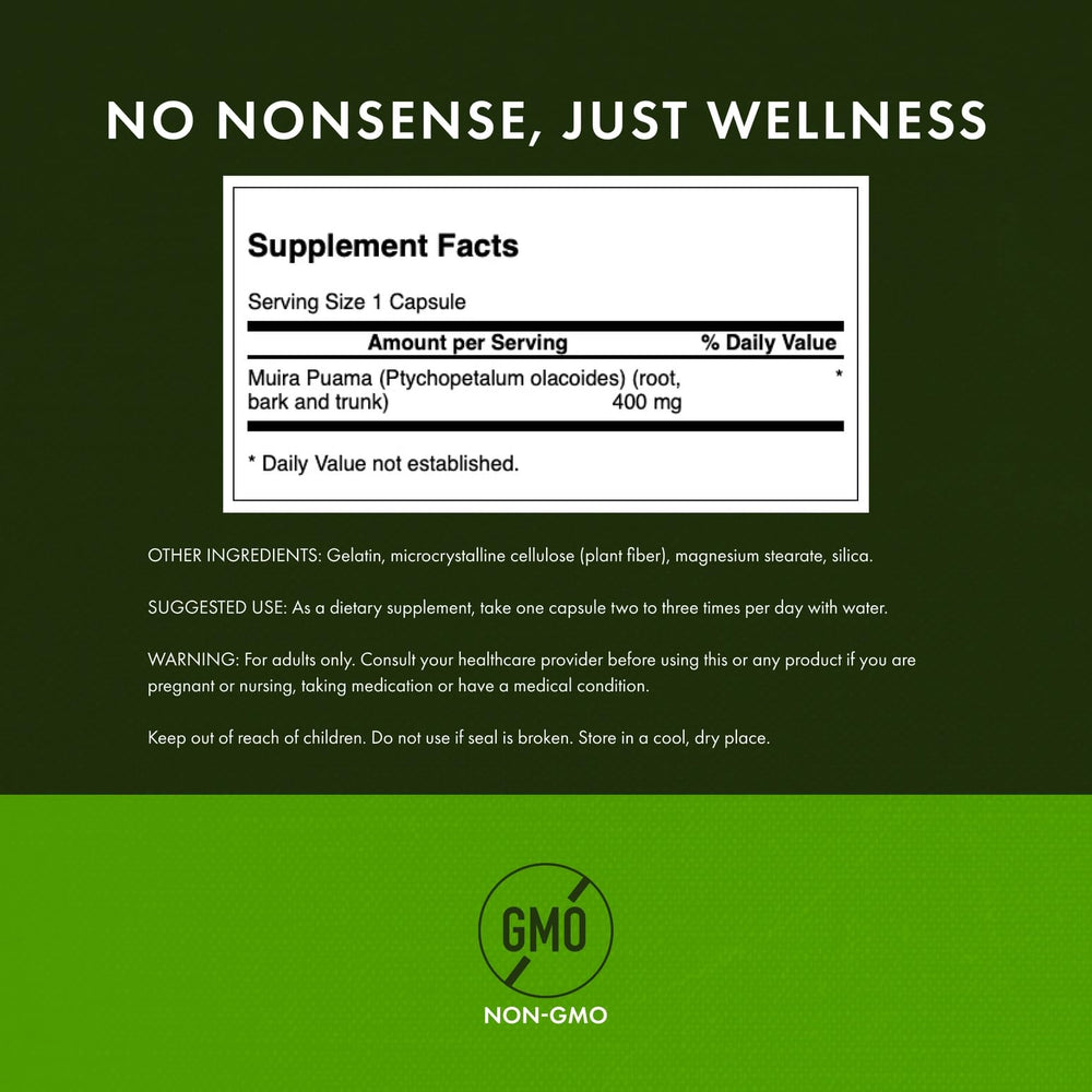 Muira Puama root supplement label
