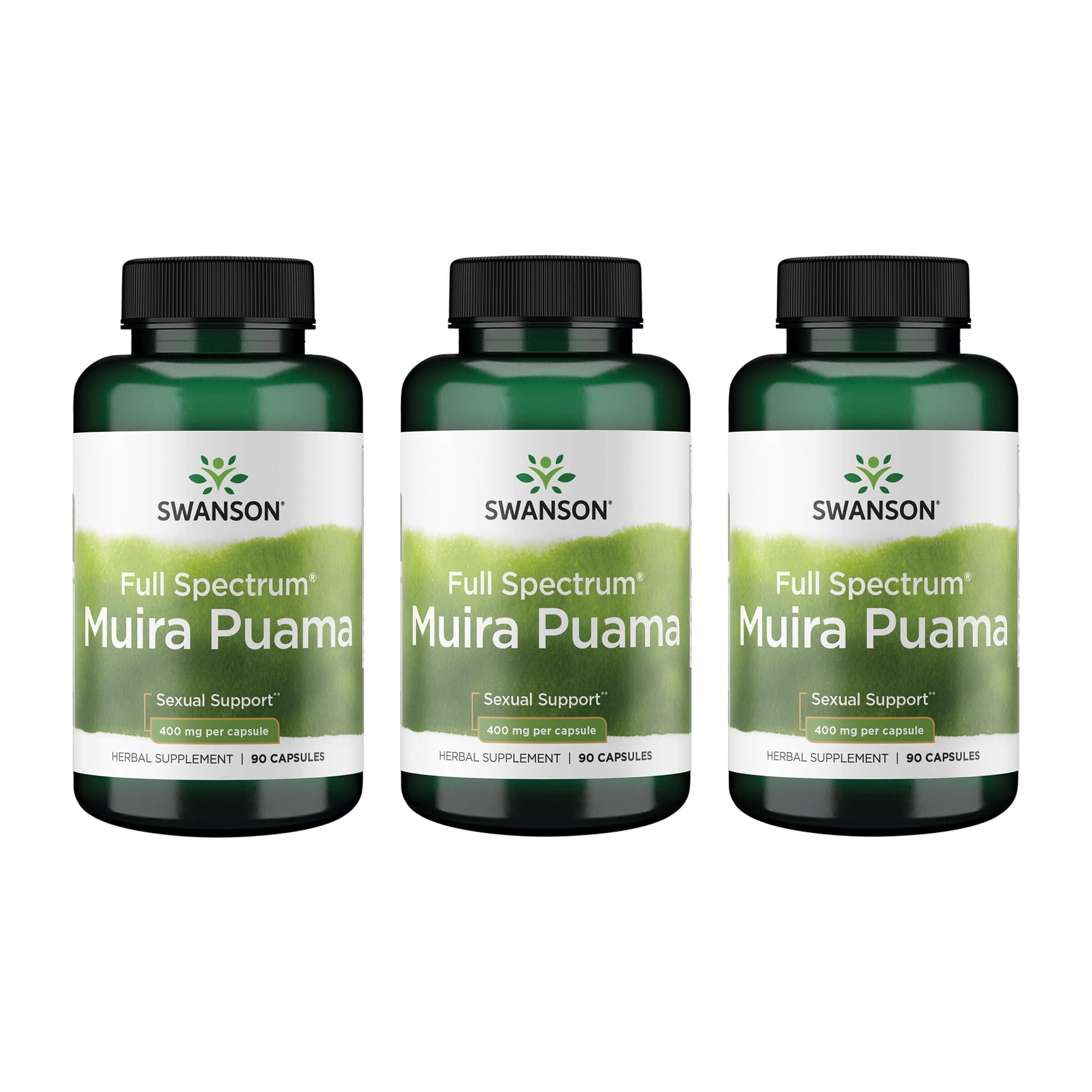 Swanson Muira Puama Root 400 mg bottle – 3-pack
