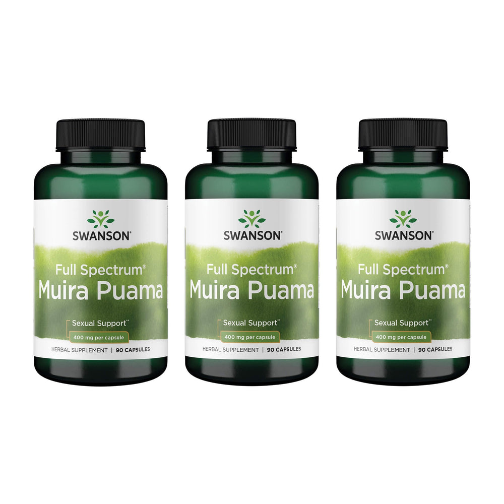 Swanson Muira Puama Root 400 mg bottle – 3-pack