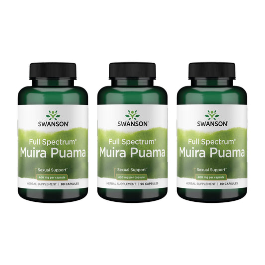 Swanson Muira Puama Root 400 mg bottle – 3-pack