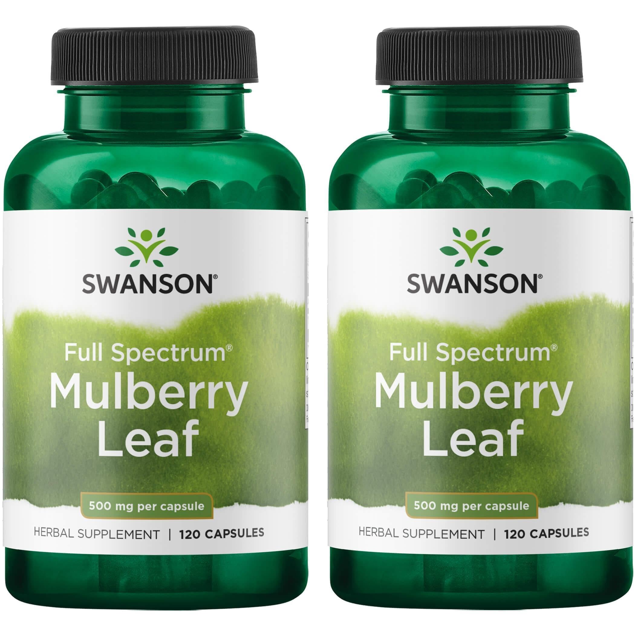Swanson Mulberry Leaf Full Spectrum Herbal Supplement 500 mg 120 Capsules - 2 Pack