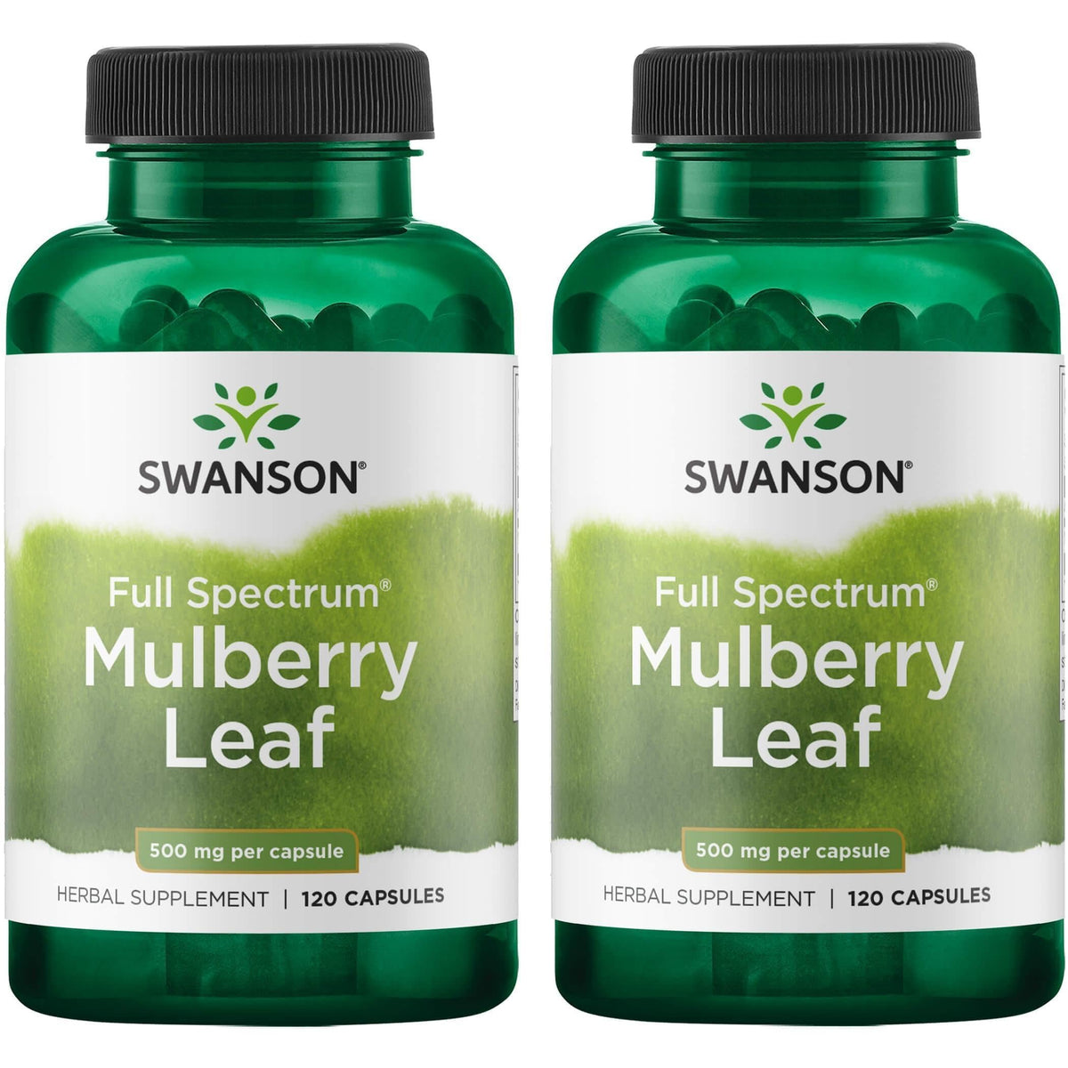 Swanson Mulberry Leaf Full Spectrum Herbal Supplement 500 mg 120 Capsules - 2 Pack