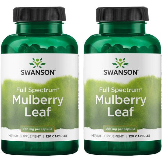 Swanson Mulberry Leaf Full Spectrum Herbal Supplement 500 mg 120 Capsules - 2 Pack