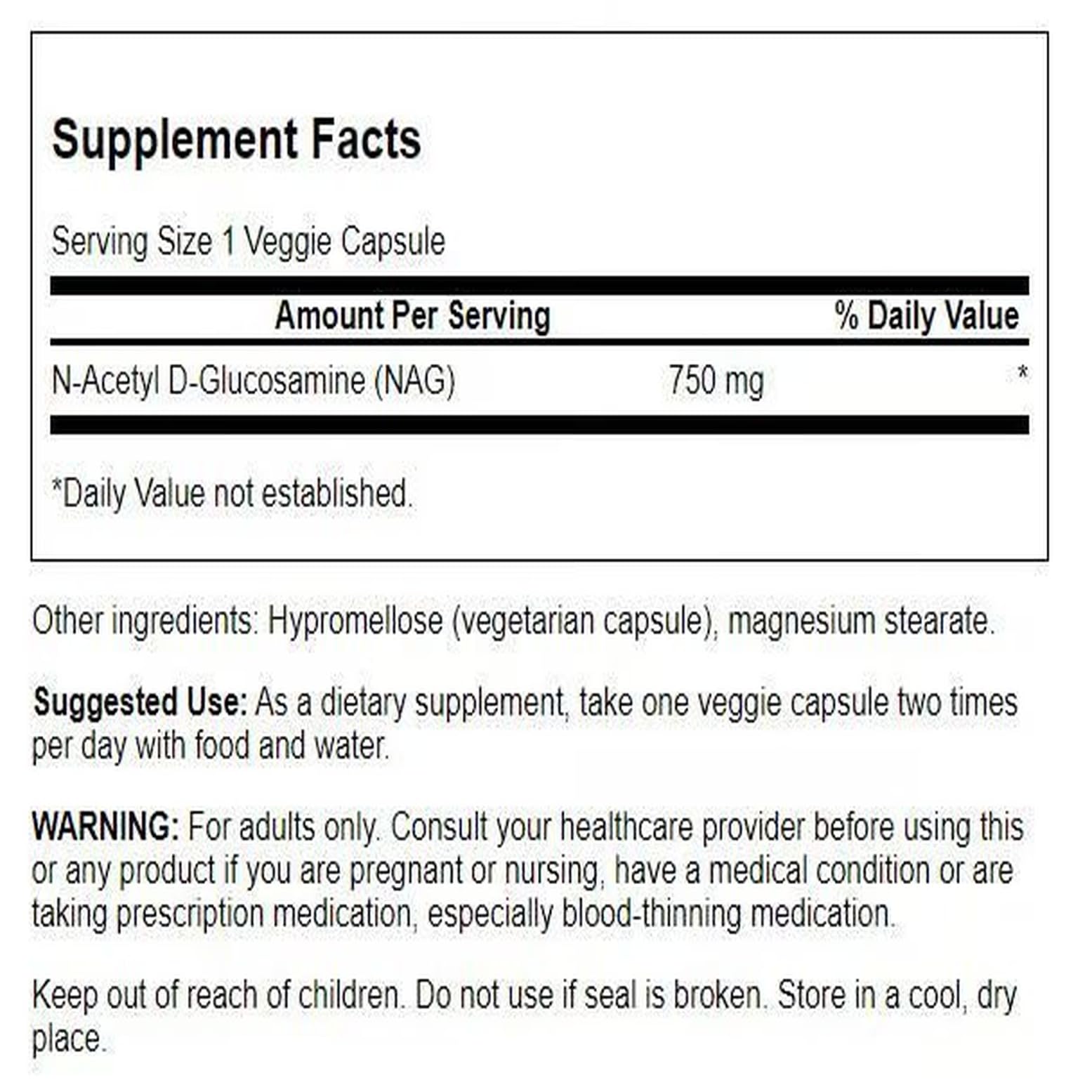 N-Acetyl D-Glucosamine capsules 750 mg