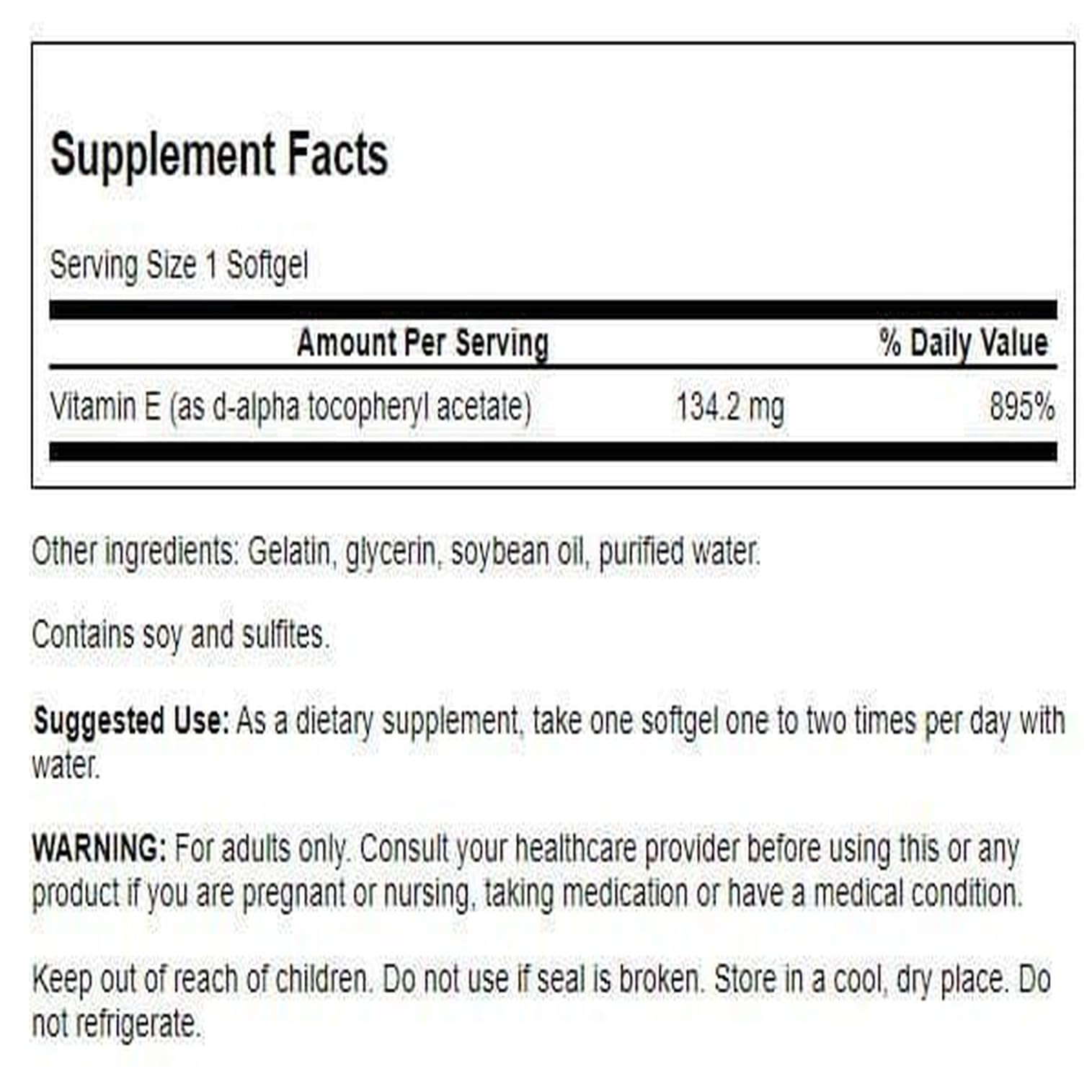 Swanson Vitamin E 200 IU softgels close-up