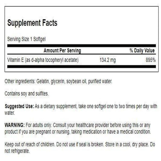 Swanson Vitamin E 200 IU softgels close-up