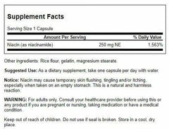 Back label of Swanson Niacinamide bottle showing supplement facts