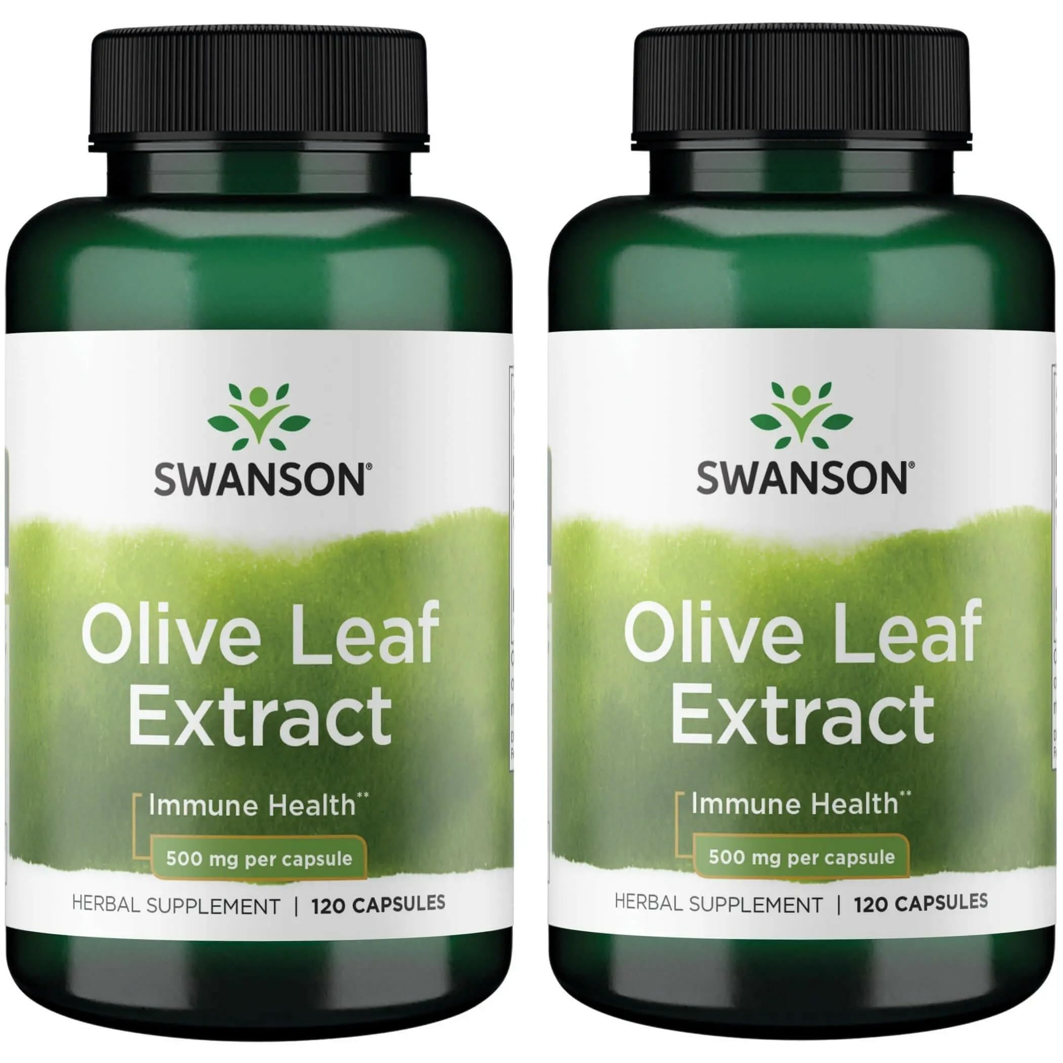 Swanson Olive Leaf Extract Capsules with 20% oleuropein – 2 bottles, 120 capsules per bottle, 500 mg each