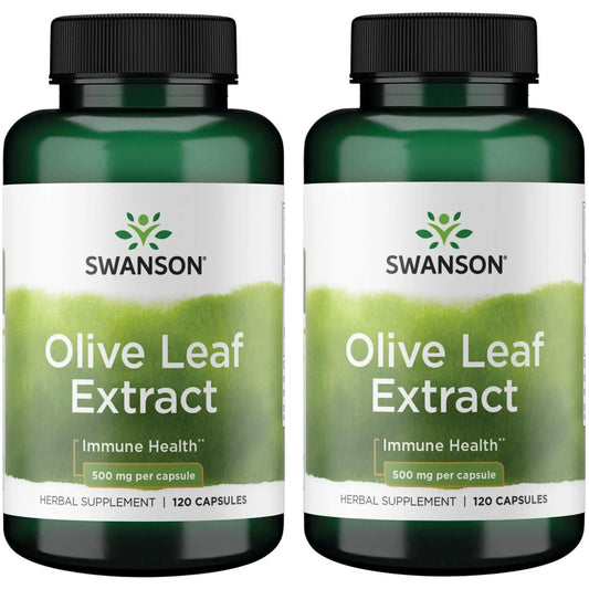 Swanson Olive Leaf Extract Capsules with 20% oleuropein – 2 bottles, 120 capsules per bottle, 500 mg each