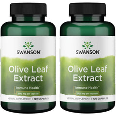 Swanson Olive Leaf Extract Capsules with 20% oleuropein – 2 bottles, 120 capsules per bottle, 500 mg each