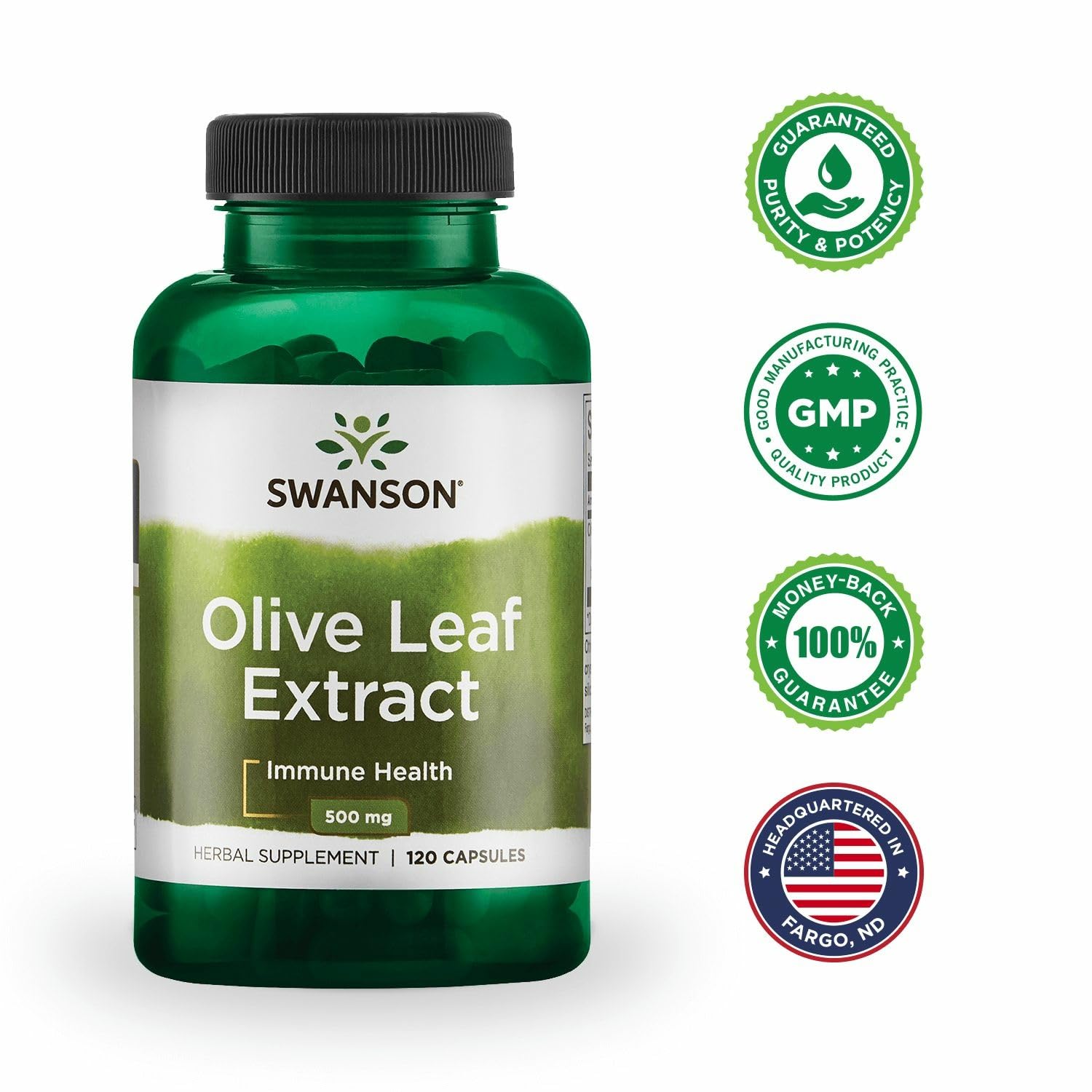 Swanson Olive Leaf Extract bottle front view for everyday use.