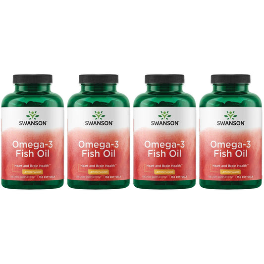 Swanson Omega-3 Fish Oil Lemon Flavor 4-Pack — 150 Softgels