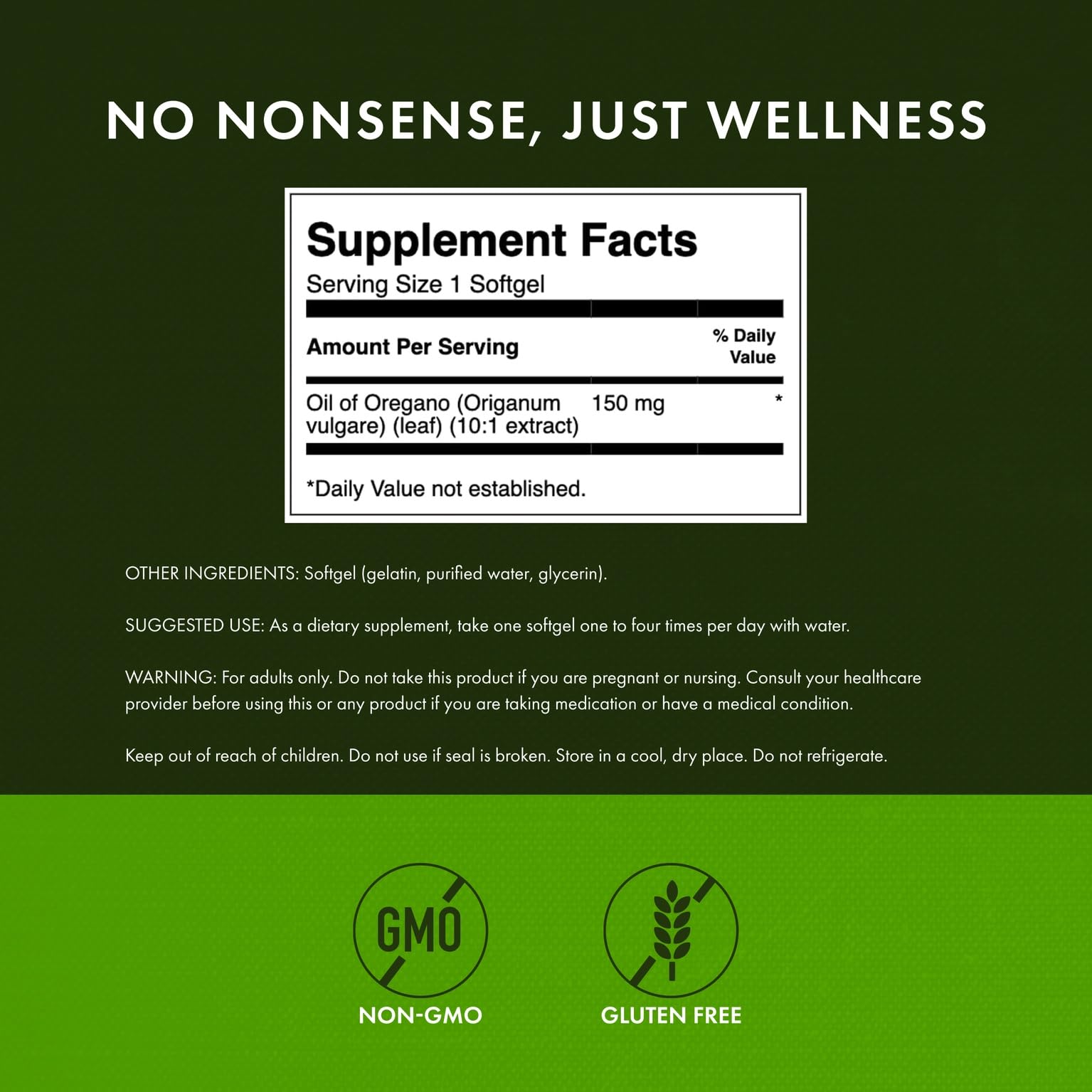 Close-up of Swanson Oregano Oil 10:1 Extract softgels