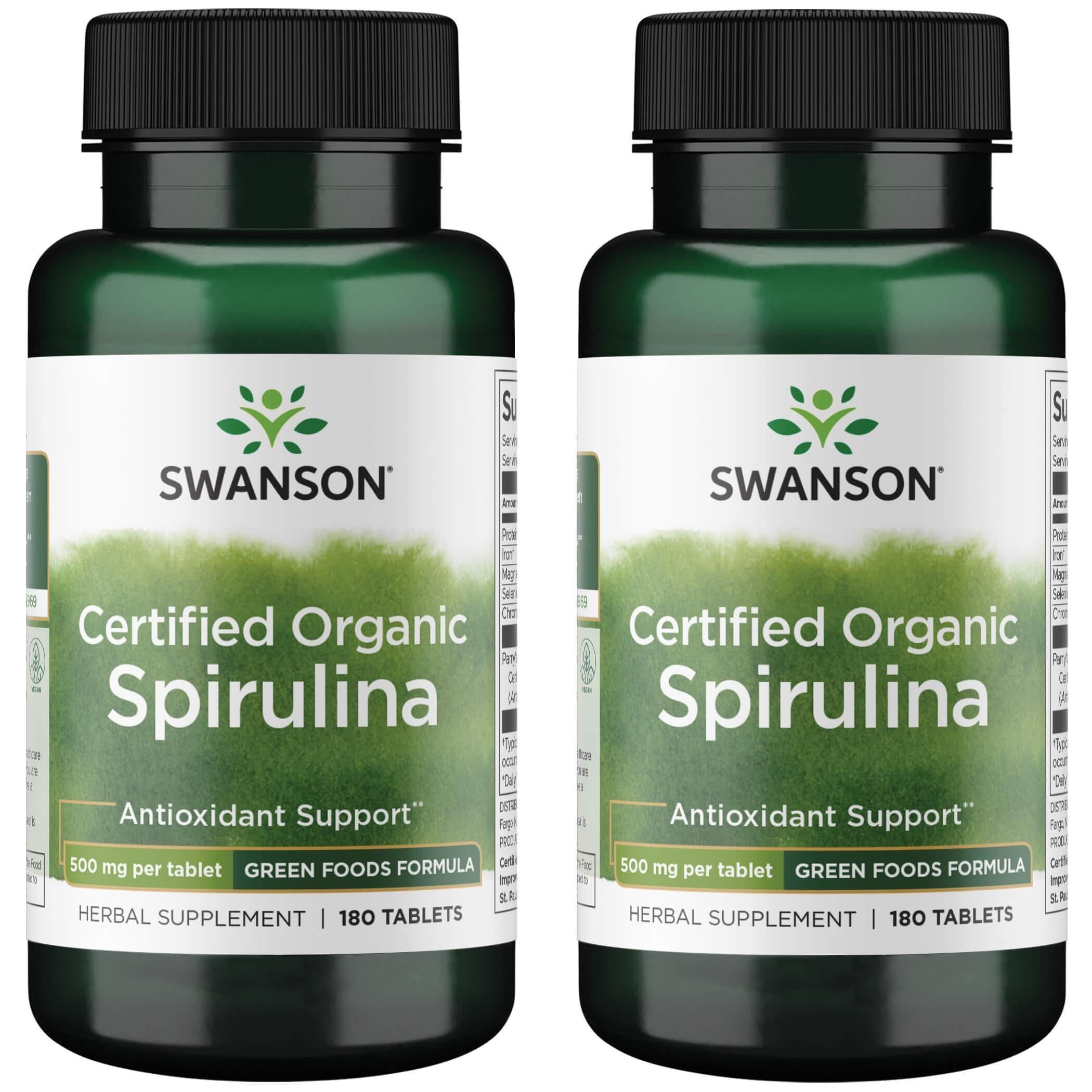 Swanson Organic Spirulina 500 mg bottle front (2 Pack)
