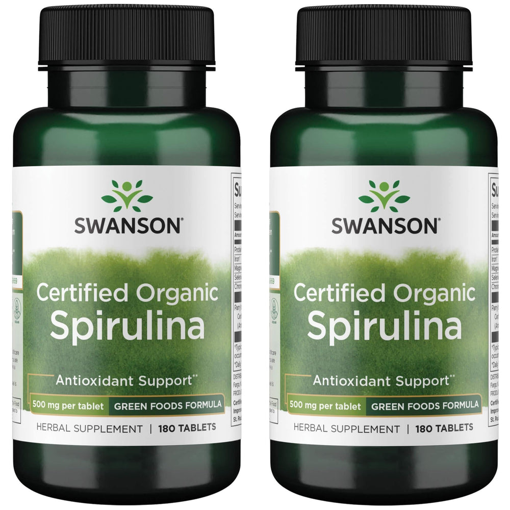 Swanson Organic Spirulina 500 mg bottle front (2 Pack)