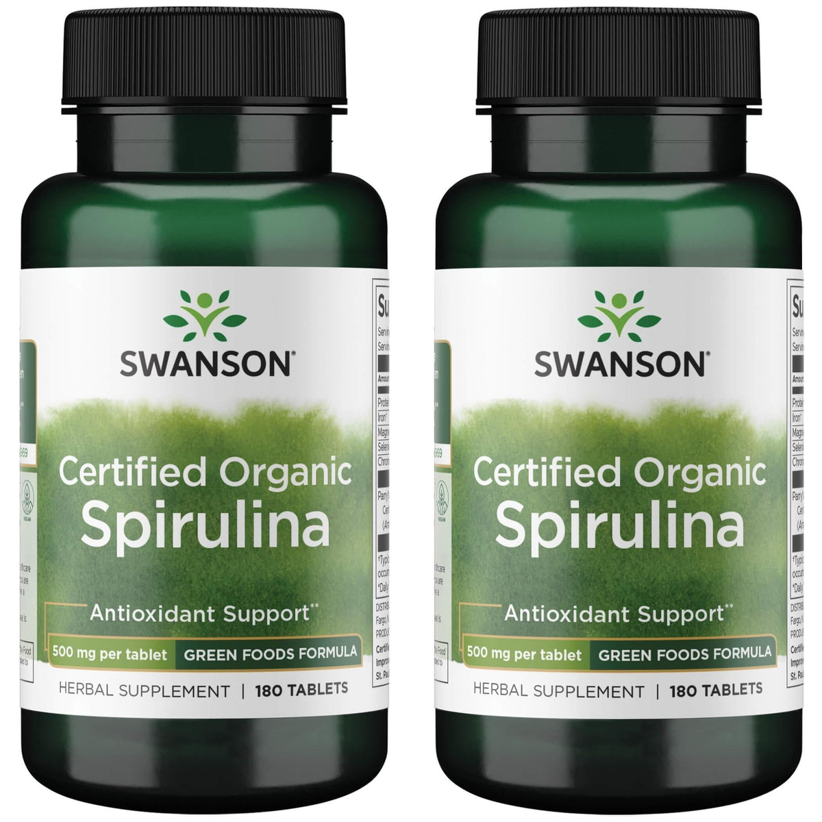 Swanson Organic Spirulina 500 mg bottle front (2 Pack)
