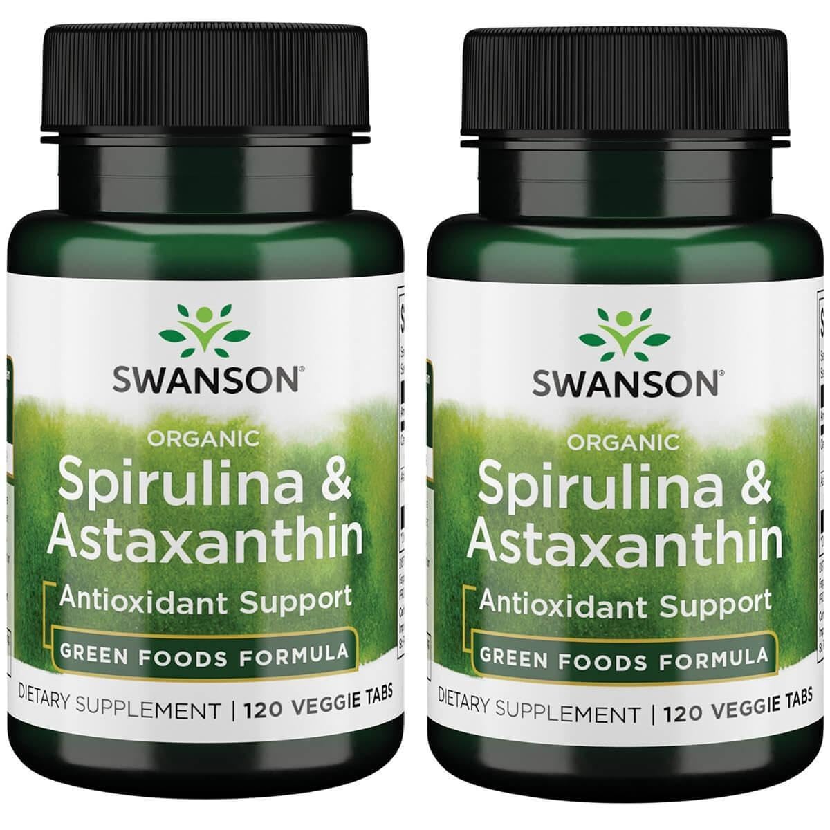Swanson Organic Spirulina & Astaxanthin 120 Veg Tabs bottle front view