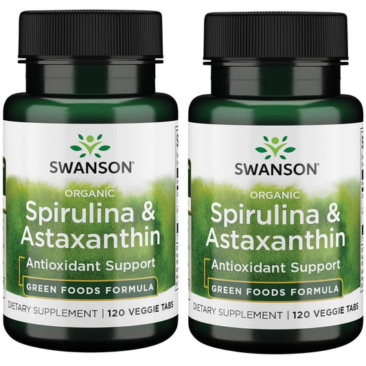 Swanson Organic Spirulina & Astaxanthin 120 Veg Tabs bottle front view