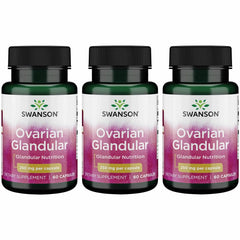 Swanson Ovarian Glandular product in three-pack packaging with capsules