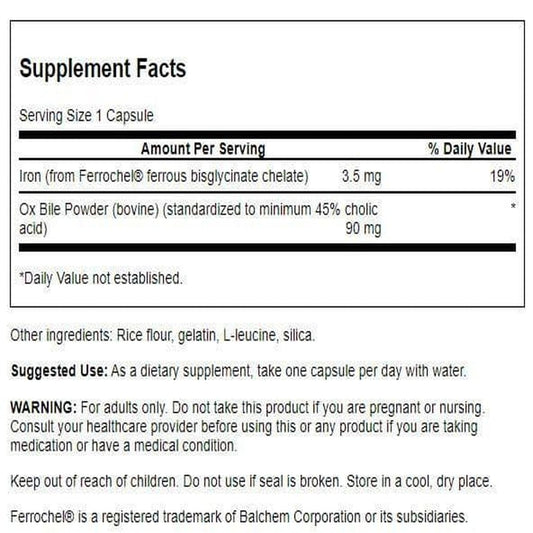 Swanson Ox Bile packaging and bottle