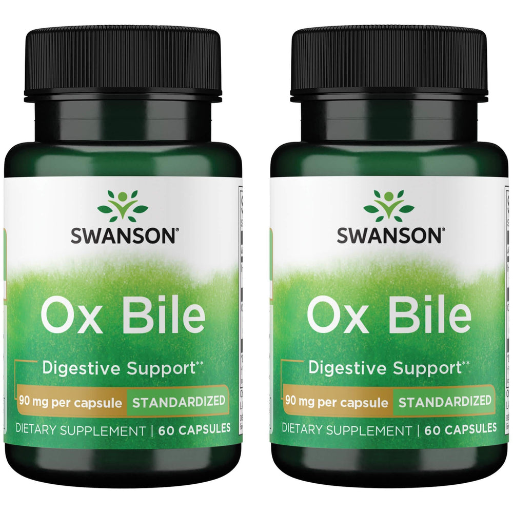 Swanson Ox Bile bottle with 90 mg standardized per capsule in a 2-pack