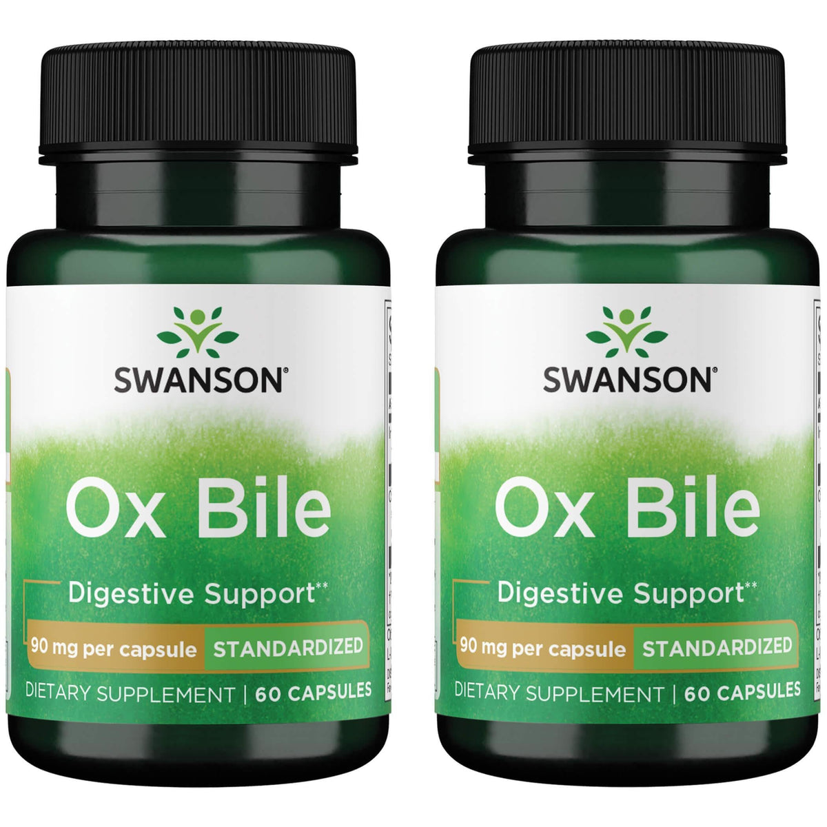 Swanson Ox Bile bottle with 90 mg standardized per capsule in a 2-pack