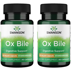 Swanson Ox Bile bottle with 90 mg standardized per capsule in a 2-pack