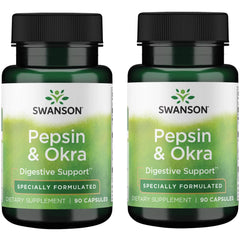 Swanson Pepsin & Okra 90 Caps bottle - front view