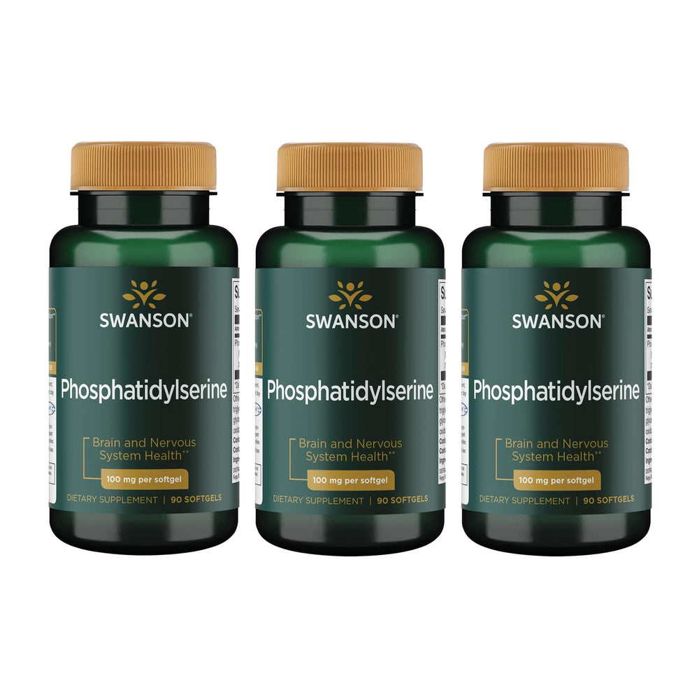 Swanson Phosphatidylserine 100 mg 90 Sgels 3 Pack bottle and label