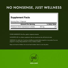 Back of Swanson Potassium Citrate bottle with supplement facts