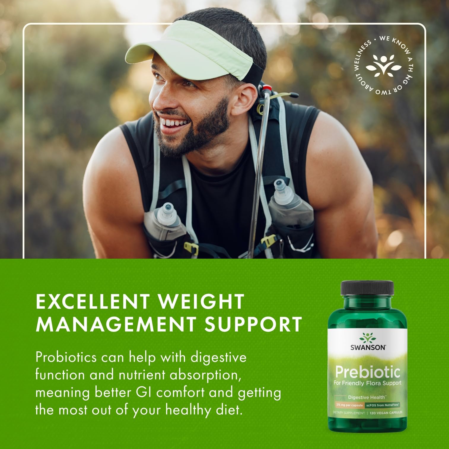 Digestive health concept with prebiotic capsules