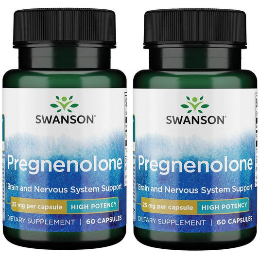 Swanson High Potency Pregnenolone 25 mg - 60 capsules (2 pack) bottle